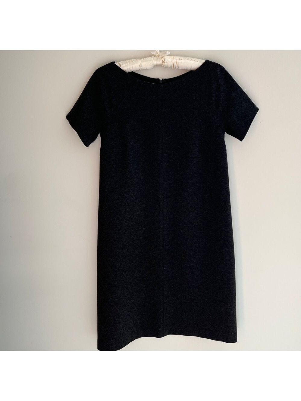 PAOLA FRANI Short Sleeve Boat Neck Shift Dress Zip Back Made Italy Lagenlook